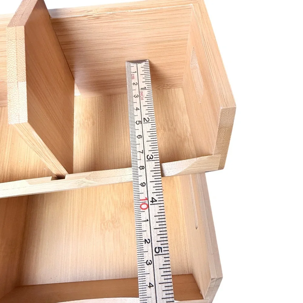 Bamboo 3-Tier Storage Stackable Organizer Coffee Station Craft Sorting Bin Home